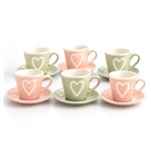 Set od 6 porcelanskih šolja sa tacnama, 180 ml
