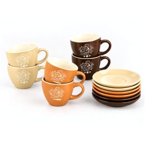 Set od 6 porcelanskih šolja sa tacnama, 180ml